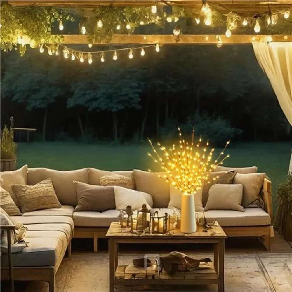 LED Branch Lights 2 Pack Battery Operated Willow Twig Vase Home Decor Warm White